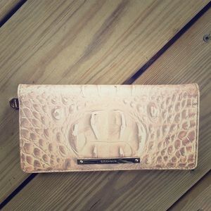 Brahmin large light pink crocodile wallet